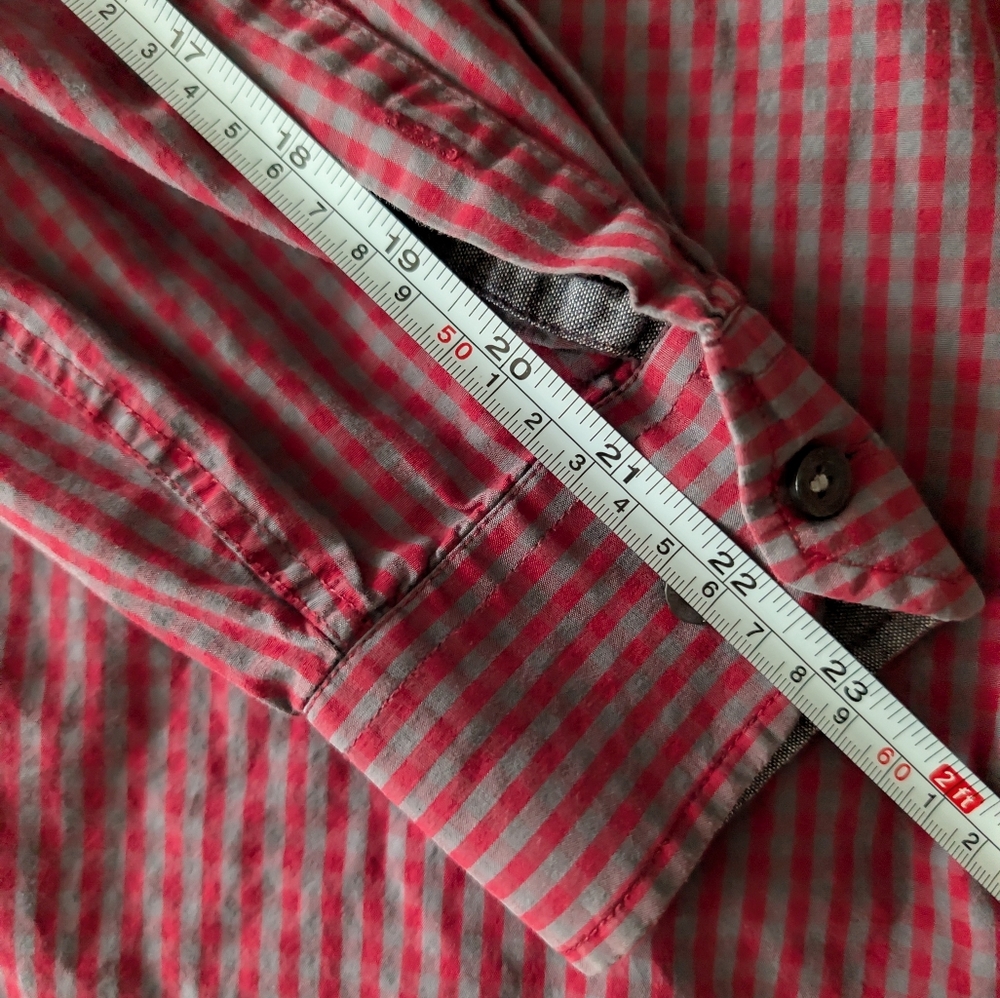 Ben Sherman Mens Long Sleeve Red Grey Striped Button Down Shirt Size L Cotton image 5